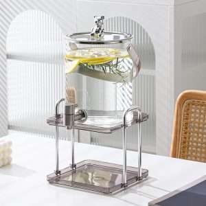 Modern Gallon Glass Sun Tea Jar Set With Stand And Spigot