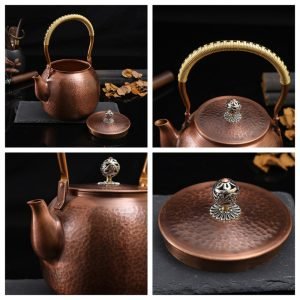 50.6 Fl Oz Large Vintage English Solid Hammered Copper Tea And Water Kettle
