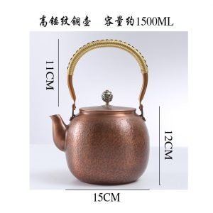 50.6 Fl Oz Large Vintage English Solid Hammered Copper Tea And Water Kettle
