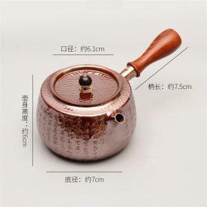 10.1 Fl Oz Antique Old Fashion Patch Pattern Annealing Copper Teapot Kettle
