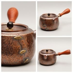 10.1 Fl Oz Antique Old Fashion Patch Pattern Annealing Copper Teapot Kettle