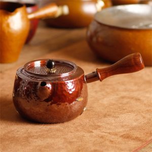 10.1 Fl Oz Antique Old Fashion Patch Pattern Annealing Copper Teapot Kettle