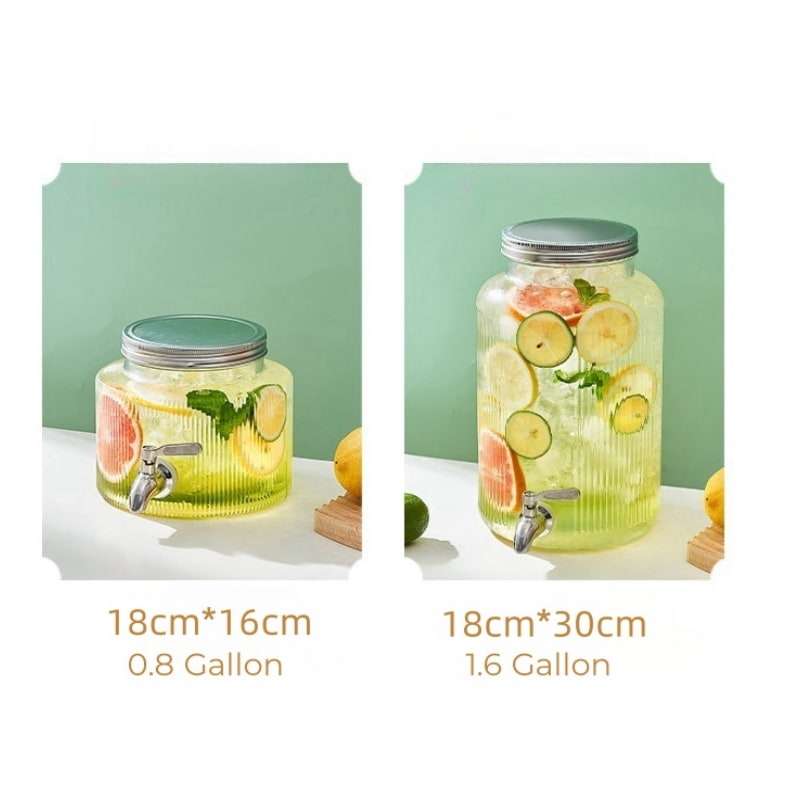 0.8 And 1.6 Gallon Crystal Clear Glass Sun Tea Jar Set With Wooden And Metal Stand 0.8 And 1.6 Gallon Crystal Clear Glass Sun Tea Jar Set With Wooden And Metal Stand