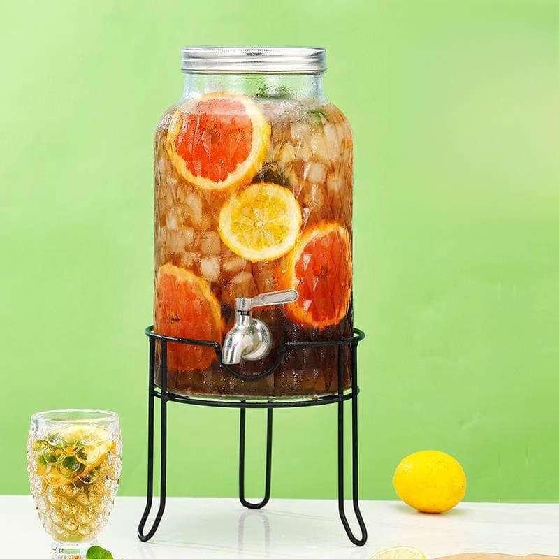 Diamond Gallon Glass Sun Tea Jar Set with Wooden Stand and Spigot Diamond Gallon Glass Sun Tea Jar Set with Wooden Stand and Spigot