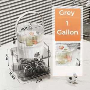 Vertical Lines Gallon Glass Sun Tea Jar Set With Stand And Spigot