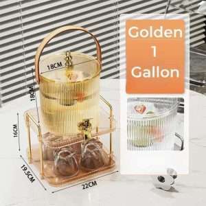 Vertical Lines Gallon Glass Sun Tea Jar Set With Stand And Spigot