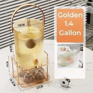 Vertical Lines Gallon Glass Sun Tea Jar Set With Stand And Spigot