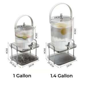Vertical Lines Gallon Glass Sun Tea Jar Set With Stand And Spigot
