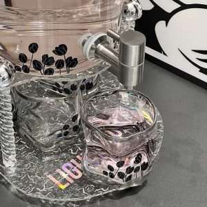 Modern Tulip Pattern 0.8 Gallon Mason Glass Sun Tea Jar Set with Stand and Spigot