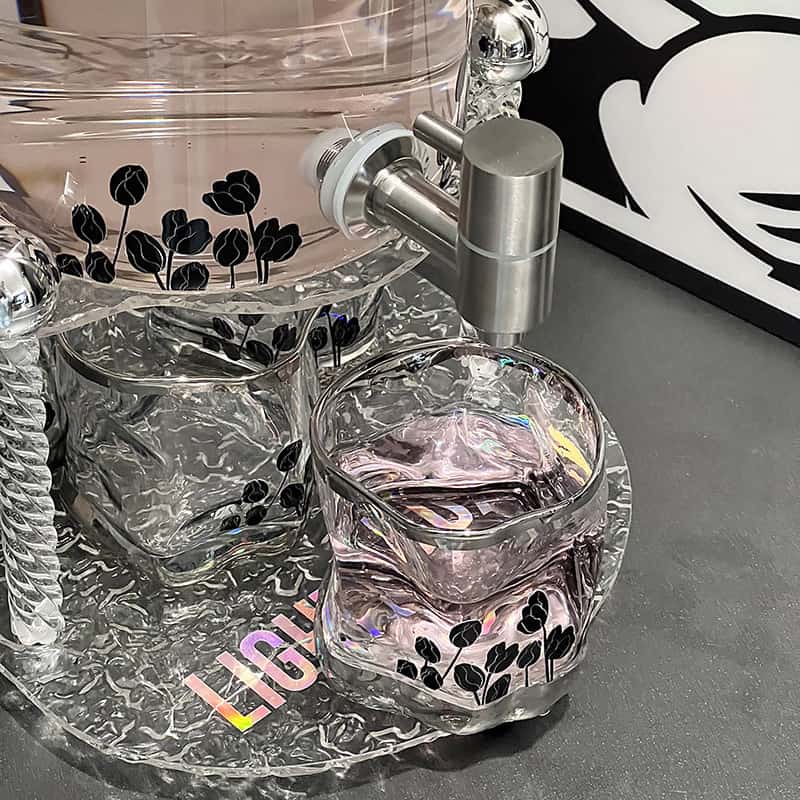 Modern Tulip Pattern  0.8 Gallon Mason Glass Sun Tea Jar Set with Stand and Spigot Modern Tulip Pattern 0.8 Gallon Mason Glass Sun Tea Jar Set with Stand and Spigot