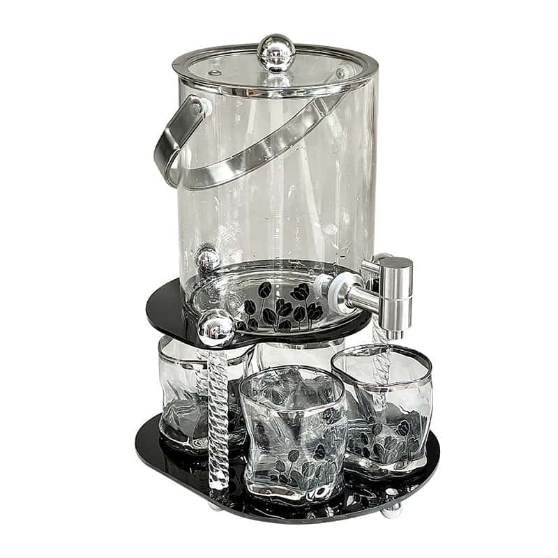 Modern Tulip Pattern  0.8 Gallon Mason Glass Sun Tea Jar Set with Stand and Spigot AuModern Tulip Pattern 0.8 Gallon Mason Glass Sun Tea Jar Set with Stand and Spigot