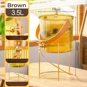 1 And 1.4 Gallon Vertical Line Lucency Mason Plastic Sun Tea Jar With Metal Stand And Spigot