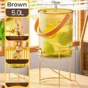 1 And 1.4 Gallon Vertical Line Lucency Mason Plastic Sun Tea Jar With Metal Stand And Spigot