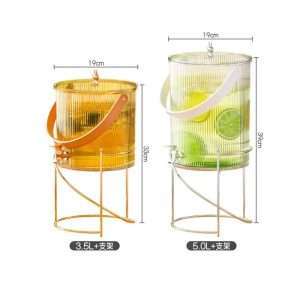 1 And 1.4 Gallon Vertical Line Lucency Mason Plastic Sun Tea Jar With Metal Stand And Spigot