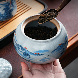 Ru Kiln Style Gongfu Tea Ceremony Set With Wooden Tray For Kung Fu Tea