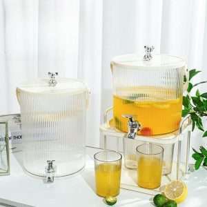 0.9 And 1.3 Gallon Vintage Mason Plastic Sun Tea Jar Set With Spigot And Metal Spout