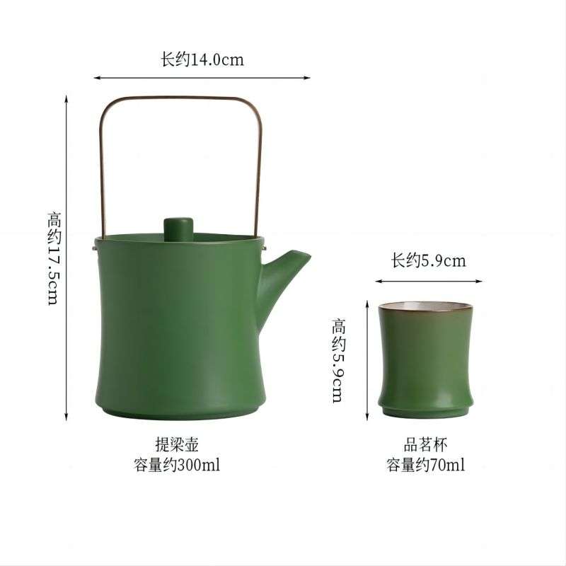 Green Bamboo Vintage Porcelain Japanese Teapot And Six Cup Set With Inner Infuser Green Bamboo Vintage Porcelain Japanese Teapot And Six Cup Set With Inner Infuser