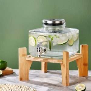 convenient 0.8 Gallon Mason Glass Sun Tea Jar Set with Metal Stand and Spigot
