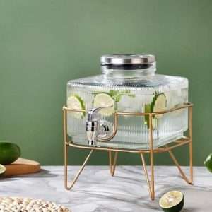 convenient 0.8 Gallon Mason Glass Sun Tea Jar Set with Metal Stand and Spigotft
