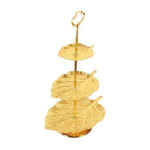Unusual Leaf Pattern Metal Afternoon High 2-3 Tier Tea Cake And Fruit Plate Stand For Party
