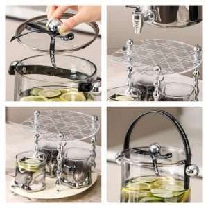 1 Gallon Vintage Gradient Glass Sun Tea Jar Set With Stand And Spigot/spout