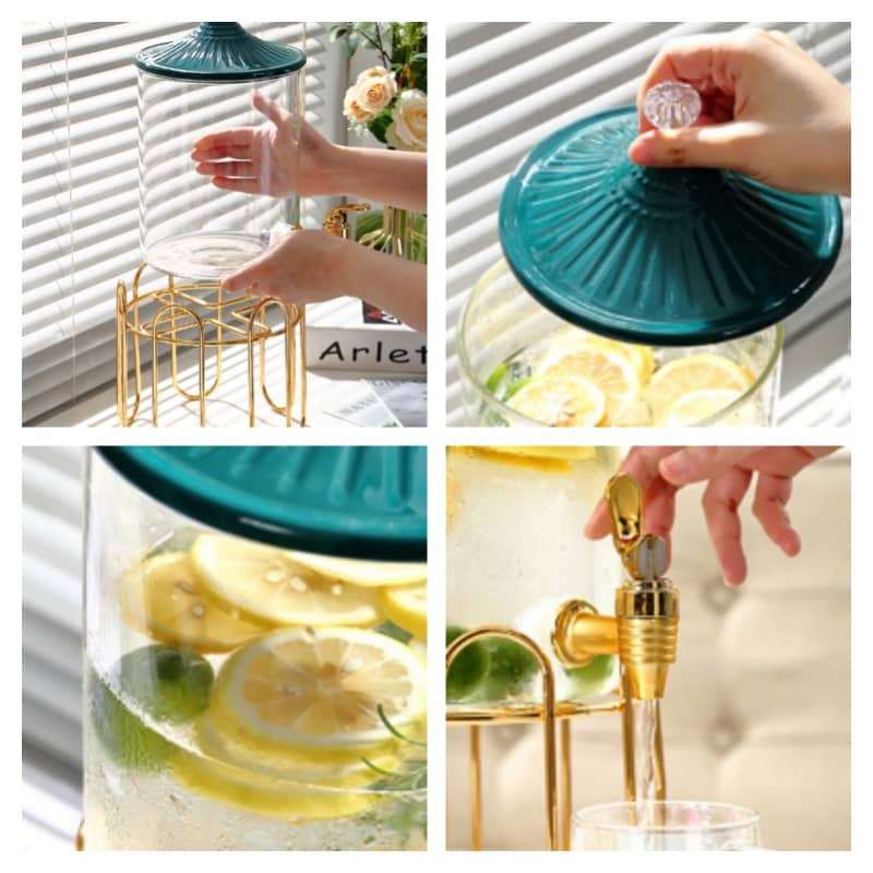 Luxurious Gallon Glass Sun Tea Jar Set with Metal Stand and Spigot Luxurious Gallon Glass Sun Tea Jar Set with Metal Stand and Spigot