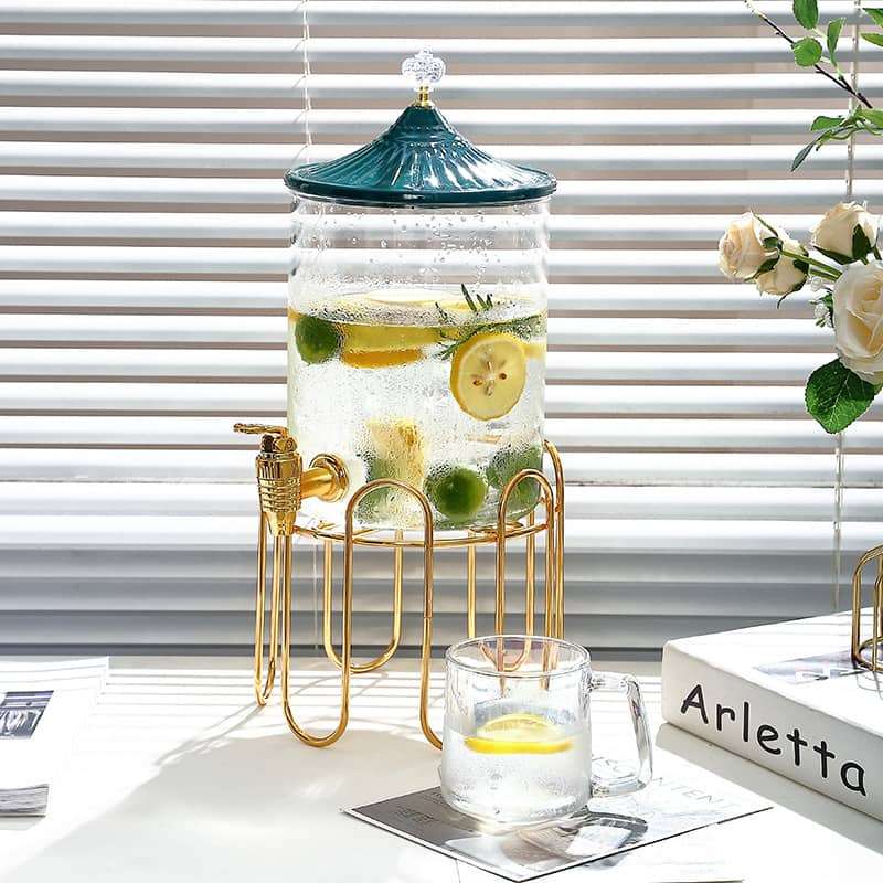 Luxurious Gallon Glass Sun Tea Jar Set with Metal Stand and Spigot Luxurious Gallon Glass Sun Tea Jar Set with Metal Stand and Spigot