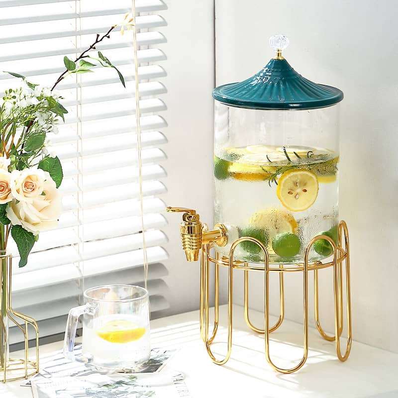 Luxurious Gallon Glass Sun Tea Jar Set with Metal Stand and Spigot Luxurious Gallon Glass Sun Tea Jar Set with Metal Stand and Spigot