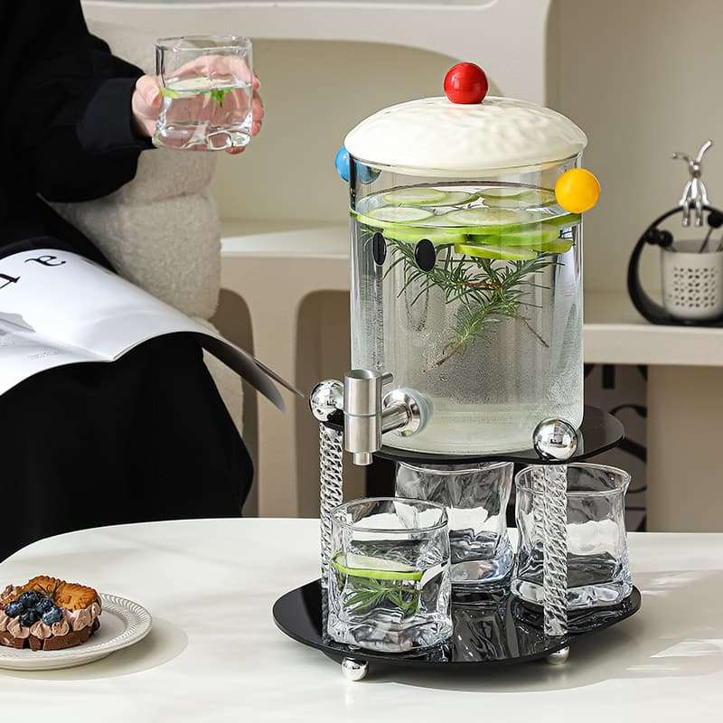 Colorful Lid Gallon Glass Sun Tea Jar Set with Stand and Spigot Colorful Lid Gallon Glass Sun Tea Jar Set with Stand and Spigot