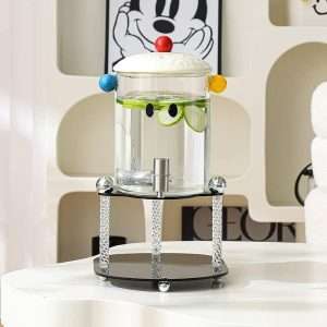 Colorful Lid Gallon Glass Sun Tea Jar Set with Stand and Spigot