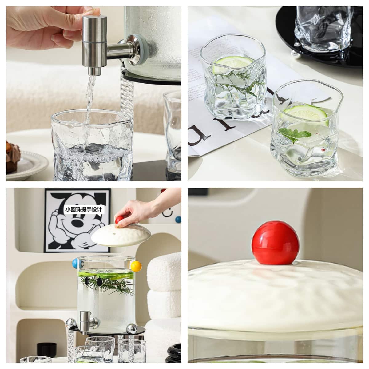 AColorful Lid Gallon Glass Sun Tea Jar Set with Stand and Spigot Colorful Lid Gallon Glass Sun Tea Jar Set with Stand and Spigot