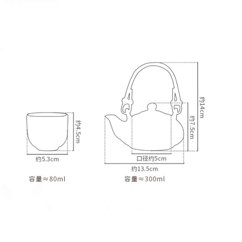 Antique Porcelain Hand-painted Grape Japanese Teapot Set With Bamboo Handle Antique Porcelain Hand-painted Grape Japanese Teapot Set With Bamboo Handle