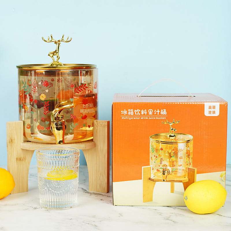 Elk Pattern 1 Gallon Mason Glass Sun Tea Jar with Wooden Stand and Spigot Elk Pattern 1 Gallon Mason Glass Sun Tea Jar with Wooden Stand and Spigot