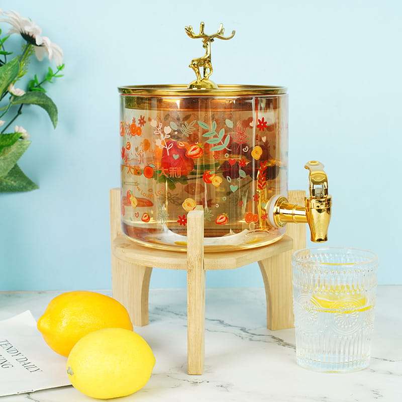 Elk Pattern 1 Gallon Mason Glass Sun Tea Jar with Wooden Stand and Spigot Elk Pattern 1 Gallon Mason Glass Sun Tea Jar with Wooden Stand and Spigot