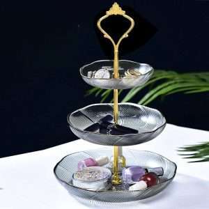 Modern Glass Afternoon 3 Tier High Pastry And Tea Plate Stand