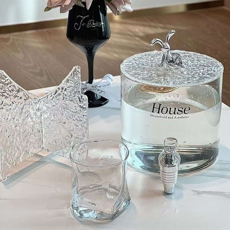 Graceful Gallon Glass Sun Tea Jar Set with Glass Stand and Spigot Graceful Gallon Glass Sun Tea Jar Set with Glass Stand and Spigot