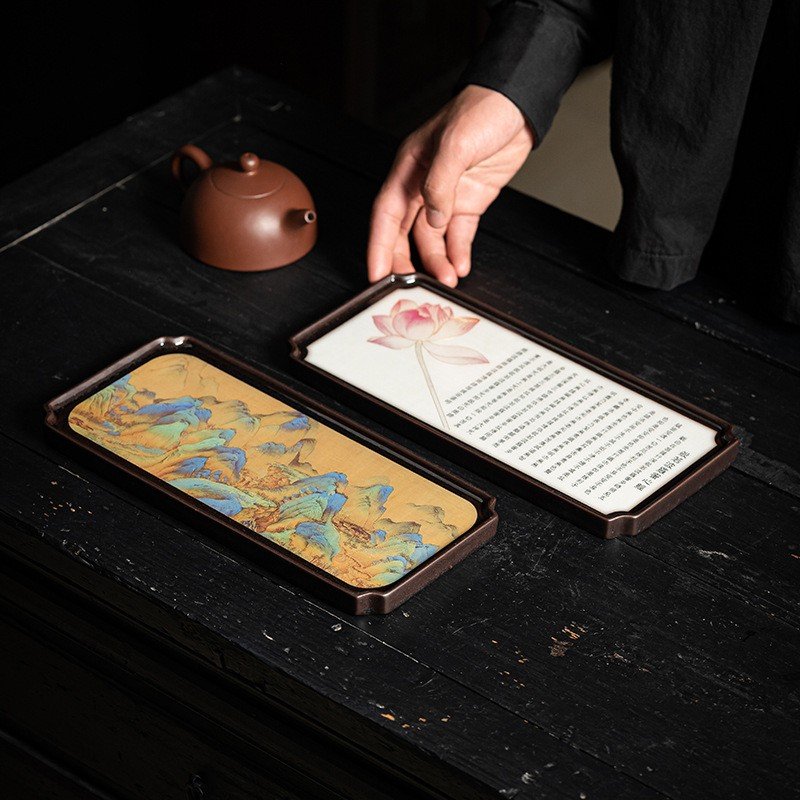 Japanese Natural Landscape Painting Ceramic Gongfu Tea Tray And Tea Board Japanese Natural Landscape Painting Ceramic Gongfu Tea Tray And Tea Board