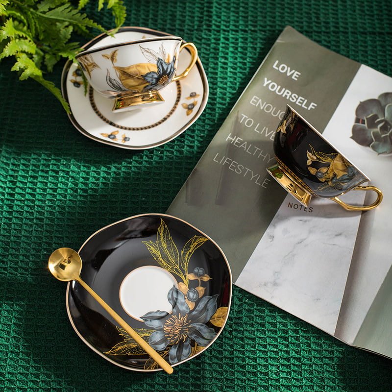 Botanical Whispers: Elegant English Bone China Tea Cups And Saucers Vintage Botanical Whispers: Elegant English Bone China Tea Cups And Saucers Vintage