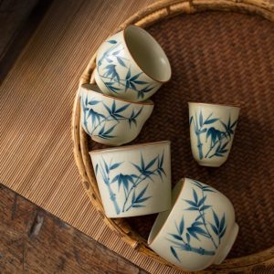 14.2 Fl Oz/420 Ml Forbidden City Traditional Enamel Chinese Ceramic Cups For Tea With Ceramic Infuser And Lid