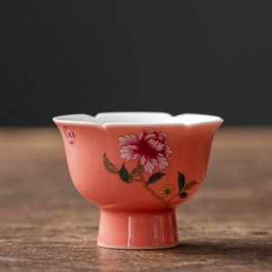 1.5 Fl Oz/45 Ml Luxurious Colorful Flower Porcelain Chinese Small Tea Cups