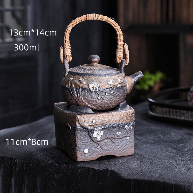 11.8 Fl Oz Black High Mountain Rough Pottery Teapot And Warmer 11.8 Fl Oz Black High Mountain Rough Pottery Teapot And Warmer