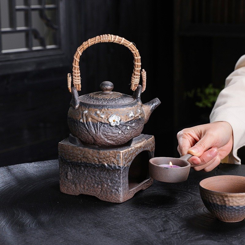 11.8 Fl Oz Black High Mountain Rough Pottery Teapot And Warmer 11.8 Fl Oz Black High Mountain Rough Pottery Teapot And Warmer