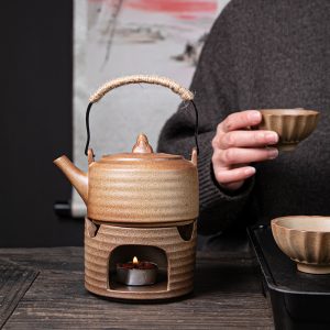 6.8 Fl Oz Antique Teal Ceramic Teapot With Candle Warmer