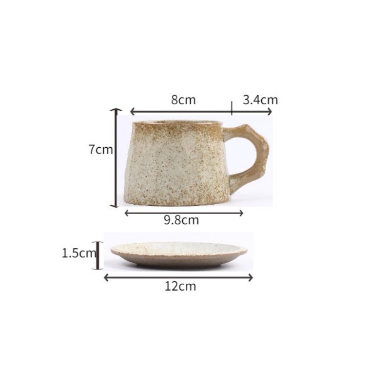 7.3 Fl Oz/215 Ml Japanese Rough Pottery Coffee Teacup And Saucer Set 7.3 Fl Oz/215 Ml Japanese Rough Pottery Coffee Teacup And Saucer Set
