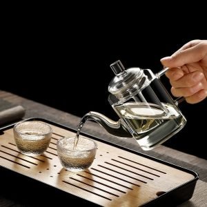 16.2 Fl Oz Small Iceberg Heat Resistant Glass Tea Infuser Kettle Teapot For Sale