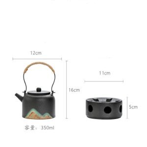 11.8 Fl Oz Black High Mountain Rough Pottery Teapot And Warmer