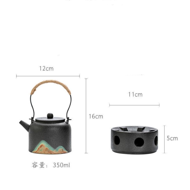 11.8 Fl Oz Black High Mountain Rough Pottery Teapot And Warmer 11.8 Fl Oz Black High Mountain Rough Pottery Teapot And Warmer
