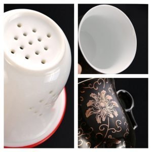 14.2 Fl Oz/420 Ml Forbidden City Traditional Enamel Chinese Ceramic Cups For Tea With Ceramic Infuser And Lid