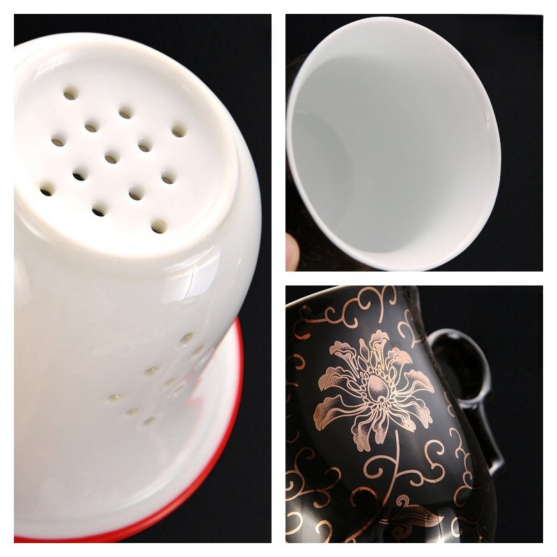 14.2 Fl Oz/420 Ml Forbidden City Traditional Enamel Chinese Ceramic Cups For Tea With Ceramic Infuser And Lid 14.2 Fl Oz/420 Ml Forbidden City Traditional Enamel Chinese Ceramic Cups For Tea With Ceramic Infuser And Lid