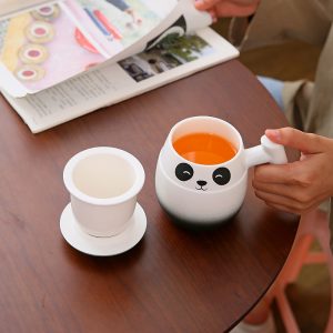 11.8 Fl Oz/350 Ml Blue And White Porcelain Vintage Chinese Tea Mug With Lid And Ceramic Infuser